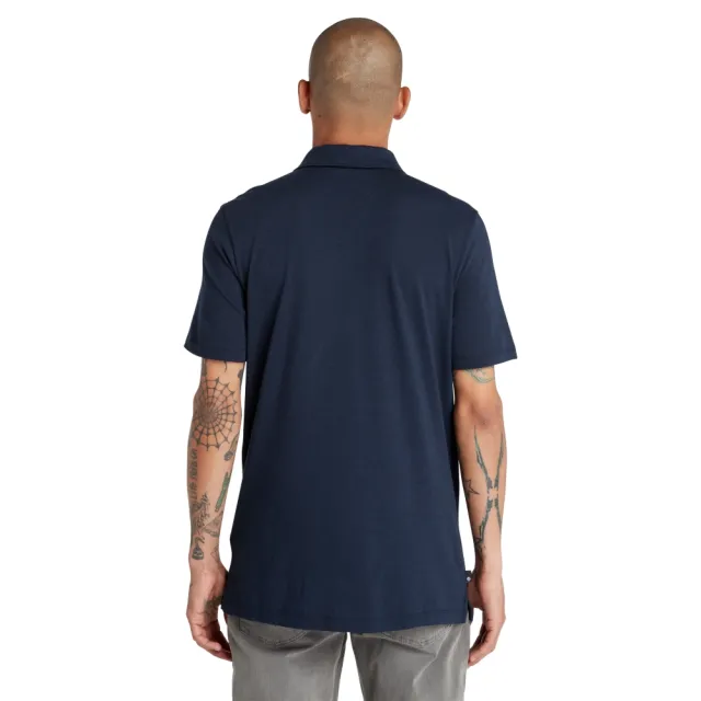 【Timberland】男款深寶石藍TENCEL™ X REFIBRA™短袖POLO衫(A2DDR433)