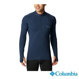 【Columbia 哥倫比亞 官方旗艦】男款-Omni-Heat鋁點保暖快排半開襟內著上衣-深藍(UAM63300NY/HF)