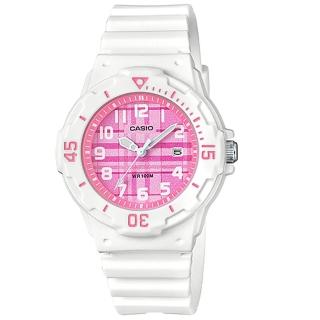 【CASIO 卡西歐】CASIO 指標錶 橡膠錶帶 防水100米 可旋轉式錶圈 桃紅框(LRW-200H-4C)