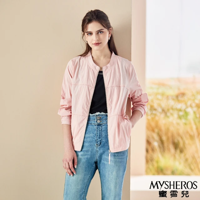 MYSHEROS 蜜雪兒 運動休閒夾克外套 拼色字母數字刺繡