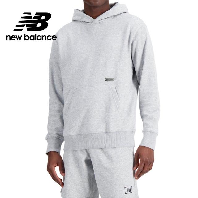 【NEW BALANCE】簡約LOGO棉質連帽長袖上衣_MT33540AG_男性_灰色