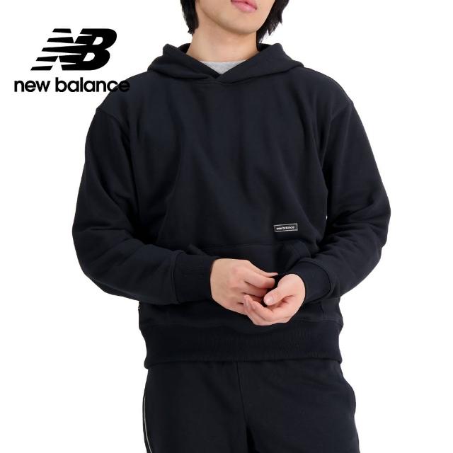 【NEW BALANCE】簡約LOGO棉質連帽長袖上衣_MT33540BK_男性_黑色