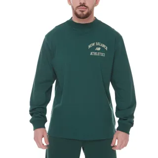 【NEW BALANCE】NB 學院風LOGO長袖上衣_MT33552NWG_男性_綠色(美版 版型偏大)