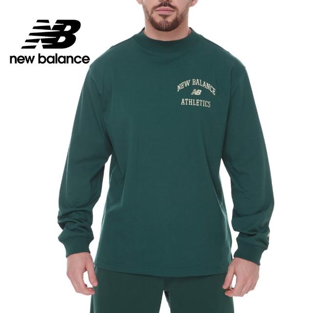 【NEW BALANCE】NB 學院風LOGO長袖上衣_MT33552NWG_男性_綠色(美版 版型偏大)