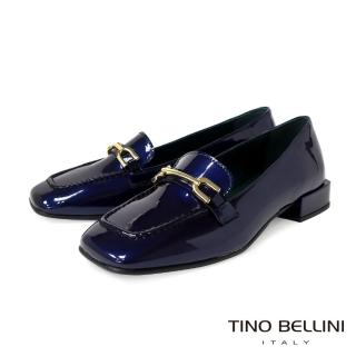 【TINO BELLINI 貝里尼】義大利進口全真皮漆皮馬銜扣樂福鞋FYLT034(星空藍)