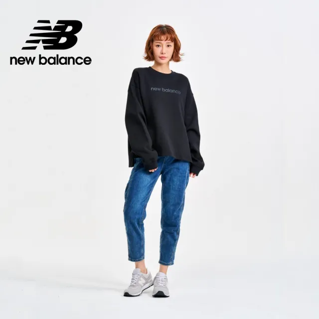 【NEW BALANCE】NB 前短後長太空棉長袖上衣_杏色/黑色_WT41556BK/WT41556LIN(美版 版型偏大)