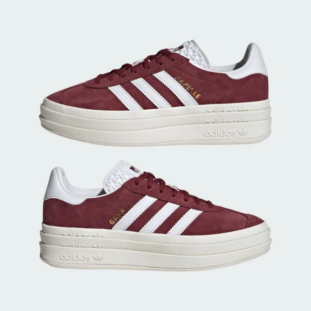 【adidas 愛迪達】GAZELLE BOLD 運動休閒鞋(HQ6892 ORIGINALS 休閒鞋 酒紅色)