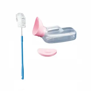 【海夫健康生活館】日本淺井 SA透明 女用小便器尿壺 附清潔刷(HEFM-6)