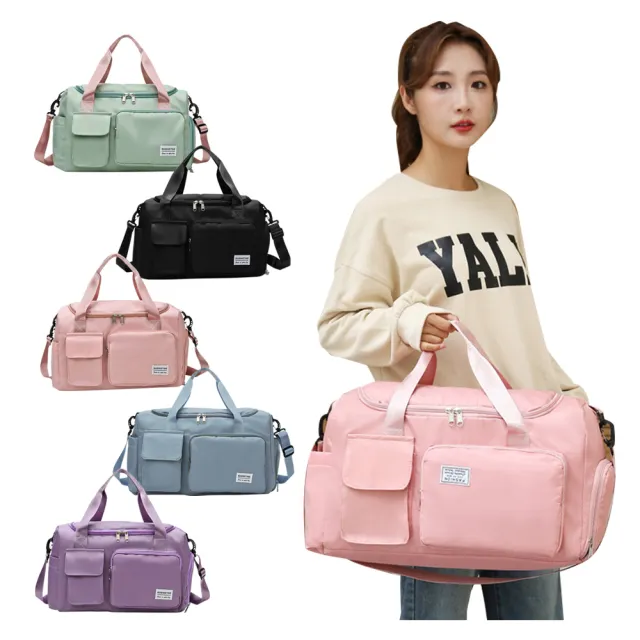 【樂居家】立體大容量雙層健身運動包(旅行袋 行李袋 乾濕分離 手提袋 過夜包 拉桿包 獨立鞋倉)