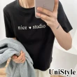 【UniStyle】圓領短袖T恤 韓版nice字母印花  女 UPT1551(黑)