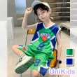 【UniKids】中大童裝2件套速乾籃球服無袖背心運動五分褲 男大童裝 VP2422118(綠 藍)