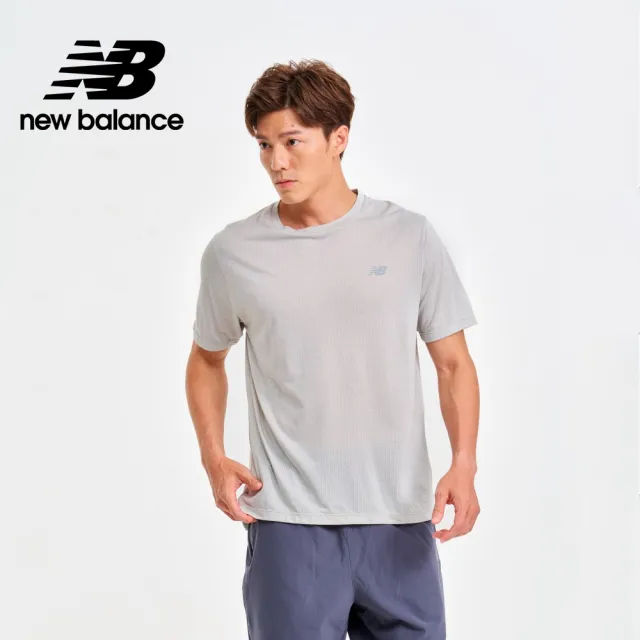 【NEW BALANCE】NB 涼感降溫透氣網眼布短袖上衣_男性_灰色_MT41253AG(美版 版型偏大)