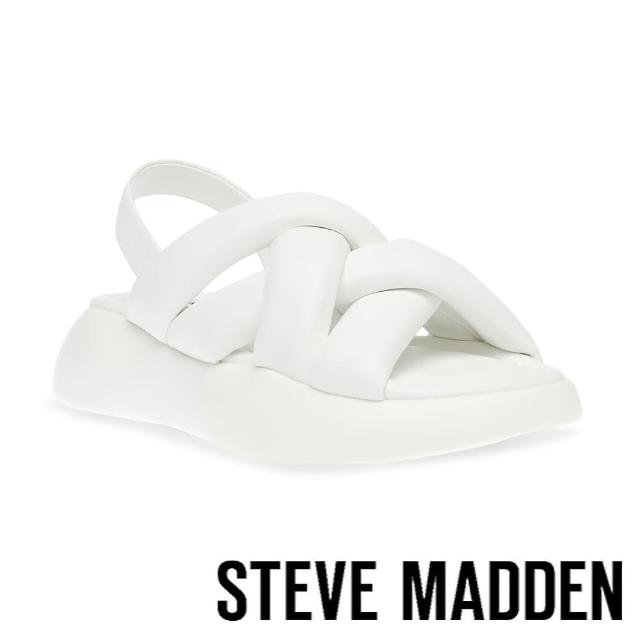 【steve madden】HAZZIE 胖胖交叉帶厚底涼鞋(白色)