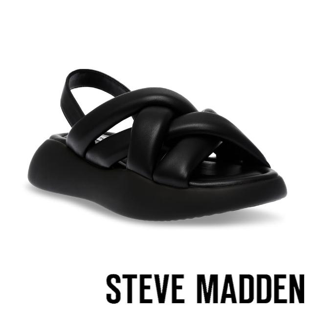 【steve madden】HAZZIE 胖胖交叉帶厚底涼鞋(黑色)