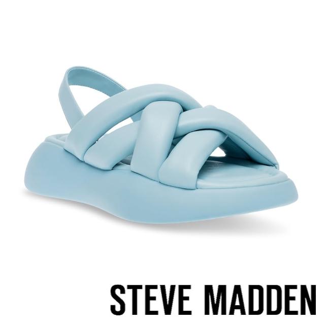 【steve madden】HAZZIE 胖胖交叉帶厚底涼鞋(藍色)