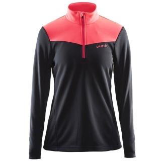 【CRAFT】女 Shift Free Halfzip 長袖拉鍊中層衣.排汗衣.運動上衣.立領衫(1903648-9410 黑/紅)