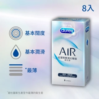 【Durex 杜蕾斯】AIR輕薄幻隱裝保險套1盒(8入 保險套/保險套推薦/衛生套/安全套/避孕套/避孕)