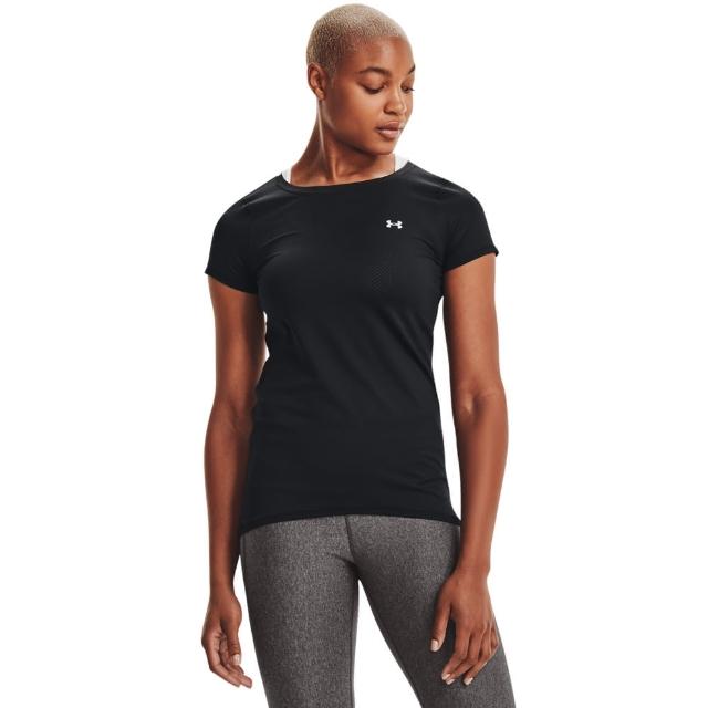 【UNDER ARMOUR】UA 女 HG Armour 短袖T-Shirt_1328964-001(黑色)