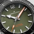 【HAMILTON 漢米爾頓旗艦館】卡其海軍系列FROGMAN腕錶41mm(自動上鍊 中性 橡膠錶帶 H77455360)