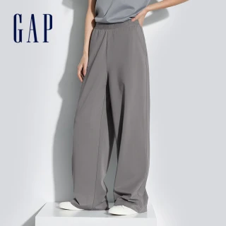 【GAP】女裝 Logo鬆緊寬褲-灰色(872655)