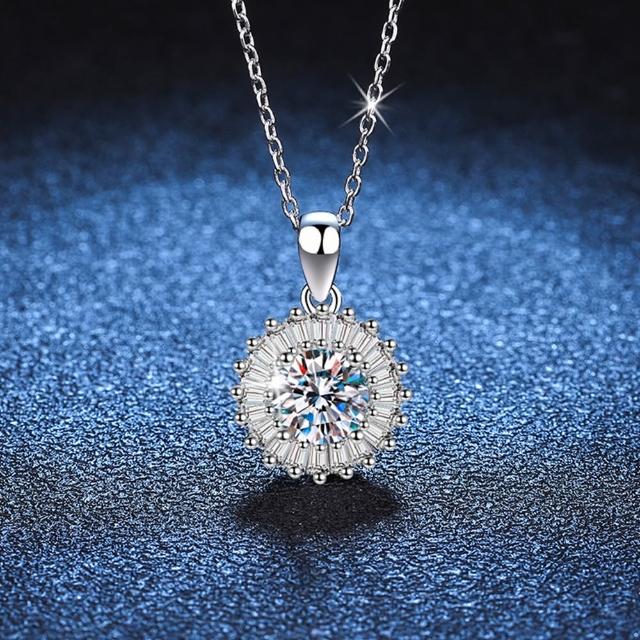 【巴黎精品】現貨+預購 莫桑鑽石項鍊飾品配件925純銀項鍊(1克拉鑽石項鏈莫桑鑽項鍊a1cn73)