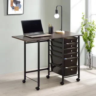 【YCD】MIT六抽移動式折疊桌(工作桌 電腦桌 辦公桌 收納車 書桌 邊桌 茶几桌 抽屜推車)