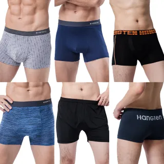 【Hang Ten】經典彈力舒適平口褲(男內褲 四角褲 款式顏色隨機)