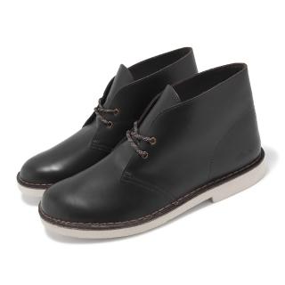 【Clarks】休閒鞋 Desert Boot 2 男鞋 黑 白 沙漠靴 皮革 短靴 英倫風 克拉克(26161345)