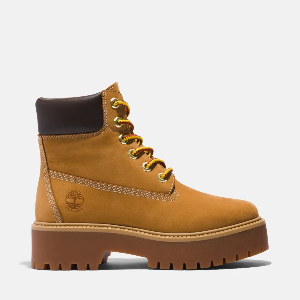 【Timberland】女款小麥色 Stone Street 6吋厚底防水靴(A5RJD231)