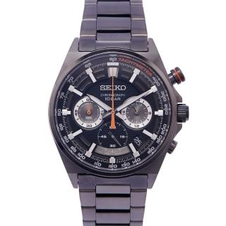【SEIKO 精工】CS系列 三眼計時不鏽鋼錶帶手錶-黑麵X黑色/41mm(SSB399P1)