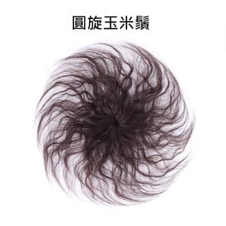 【米蘭精品】假髮真髮補髮片(圓旋玉米鬚6*6cm捲髮女假髮2色74gy11)