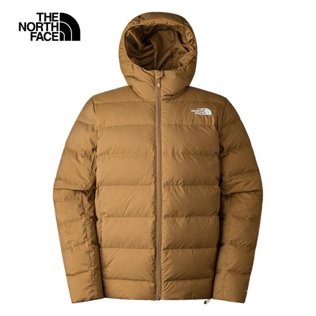 【The North Face 官方旗艦】北面男款棕色DWR防潑水保暖可打包連帽羽絨外套｜7W7N173