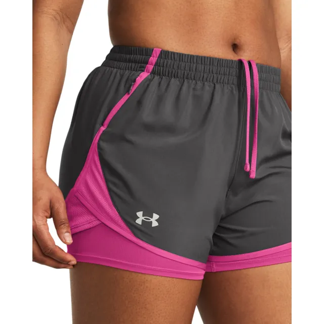 【UNDER ARMOUR】UA 女 Fly By 2in1 運動短褲_1382440-025(灰色)