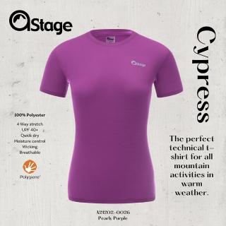 【AStage】Cypress T-Shirt 透氣快乾短袖排汗衣 女 珍珠紫(銀離子機能運動上衣)