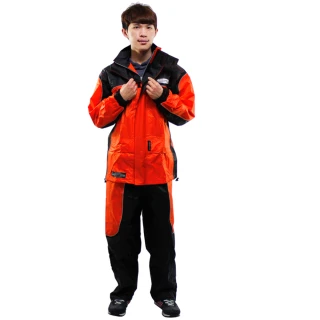 【天龍牌】新重裝上陣F1機車型風雨衣- 橘色+通用鞋套(速)
