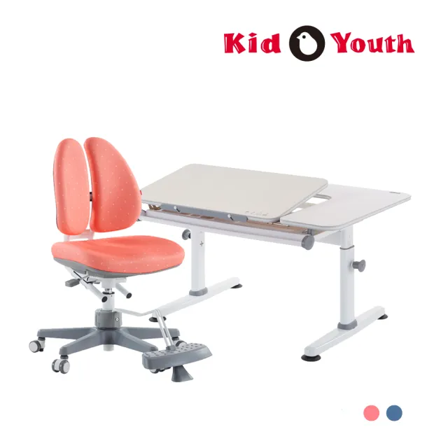 【Kid2Youth 大將作】寬100cm 兒童可調式升降桌椅組 M6+XS & DUO椅(台灣製 人體工學 兒童成長桌)
