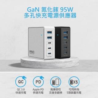 【MINIQ】GaN氮化鎵 95W 手機平板 智慧型快速充電器(五孔輸出 2A3C)