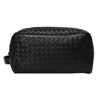 【BOTTEGA VENETA 寶緹嘉】經典編織小牛皮方形萬用拉鍊手拿包(黑244706-1000)