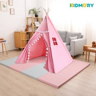 【KIDMORY】兒童IXPE安全折疊遊戲地墊+印地安遊戲帳篷(4公分加厚 帳篷兩色可選KM-566+KM-562)