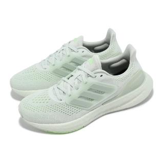 【adidas 愛迪達】慢跑鞋 Pureboost 23 女鞋 寬楦 灰 綠 Boost 緩震 透氣 路跑 運動鞋 愛迪達(IF1559)