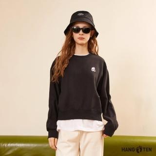【Hang Ten】女裝-韓國同步款-內刷毛保暖大學T(黑)