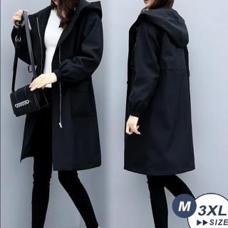 【LANNI 藍尼】★完美比例連帽風衣(長版風衣/連帽外套/收腰外套)