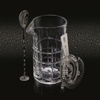【BarCraft】隔冰吧平匙+玻璃攪拌杯 500ml / 倒酒玻璃杯 隔冰匙 吧平匙 調酒用具 母親節禮物