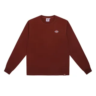 【Dickies】男款深磚色純棉經典三色Logo長袖T恤｜DK010983G04