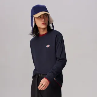 【Dickies】男款深海軍藍純棉經典三色Logo長袖T恤｜DK010983CG7