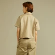 【Dickies】女款沙色斜紋短版雙口袋經典工裝短袖襯衫｜DK012454CH1