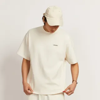 【Dickies】男女款奶油色華夫格胸前品牌刺繡Logo標籤短袖T恤｜DK012187C10