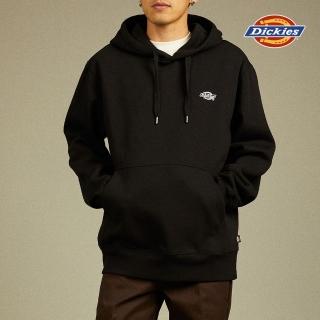 【Dickies】男款針織黑內抓絨胸前品牌刺繡Logo休閒連帽大學T｜DK012293D23