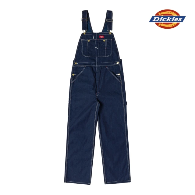 【Dickies】Dickies男款靛藍色83294純棉帆布多口袋撞色縫線吊帶長褲｜DK011373IN0