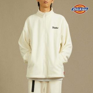 【Dickies】男款奶油色抓絨胸前品牌刺繡Logo立領外套｜DK012570C10